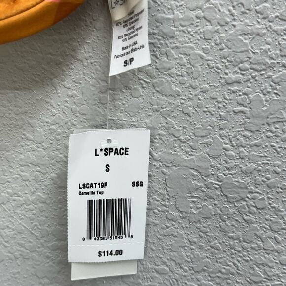 L Space Swimsuit Women's Size S Brown Pink Plaid Bikini Top New - Picture 3 of 3